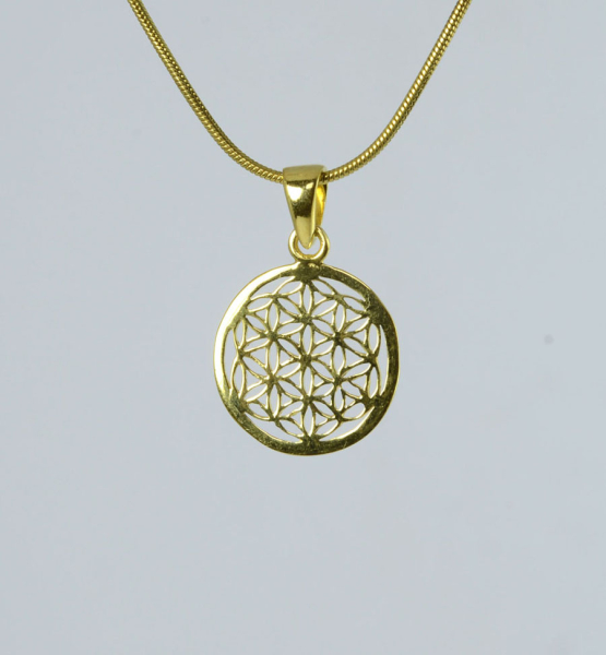 Anhänger Blume des Lebens 15 mm Vergoldet