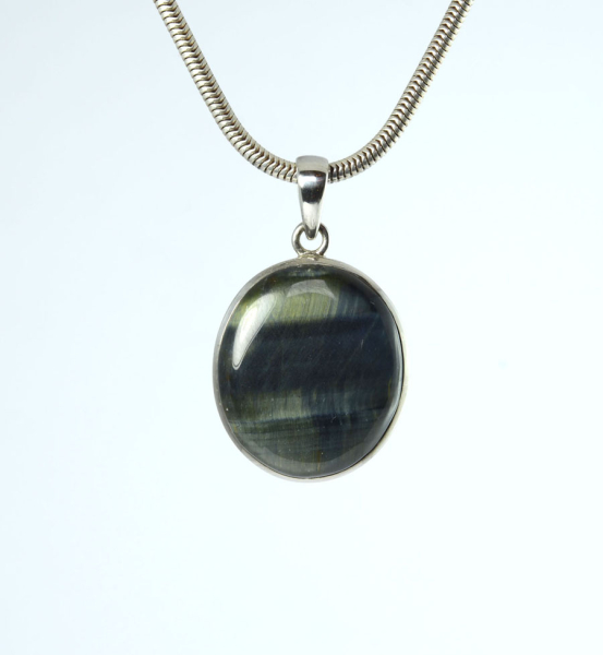 Unikat Anhänger Falkenauge Oval 26x22 mm