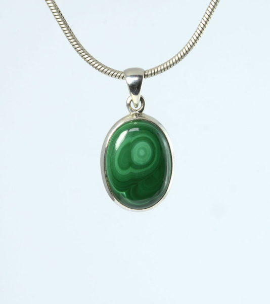 Unikat Anhänge Malachit Oval 20x14 mm