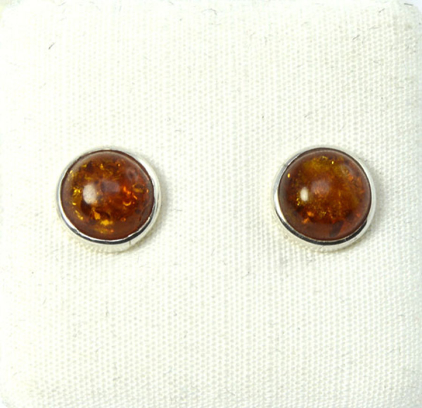 Ohrstecker Bernstein Rund 7 mm
