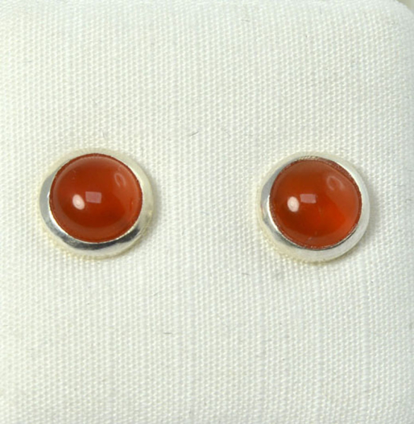 Ohrstecker Karneol Rund 7 mm