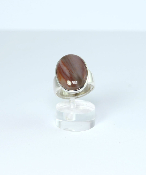 Unikat Ring Versteinertes Holz bunt Oval 20x15 mm