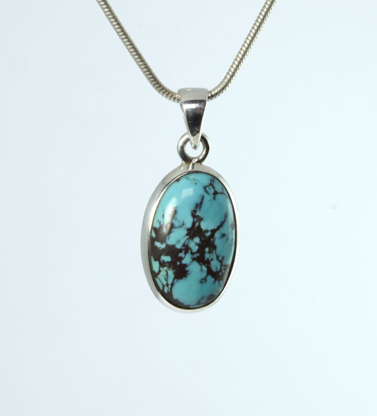 Unikat Anhänger Türkis Oval 20x13 mm