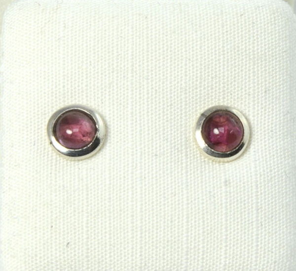 Ohrstecker Turmalin Rubellit Rund 5 mm