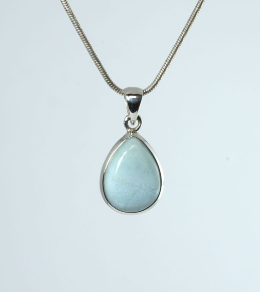 Unikat Anhänger Larimar Tropfen 18x14 mm