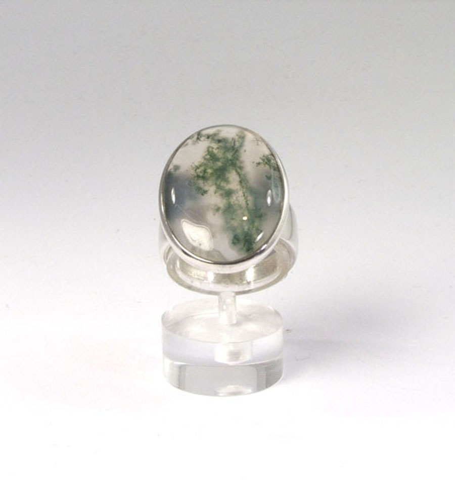 Gewoon Digitaal Glimp Unikat Ring Moosachat Oval | Karfunkel Mineralien