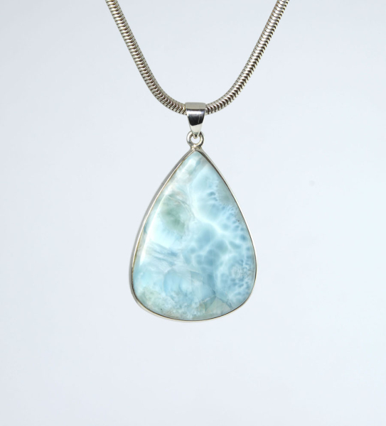Unikat Anhänger Larimar Tropfen 38x28 mm