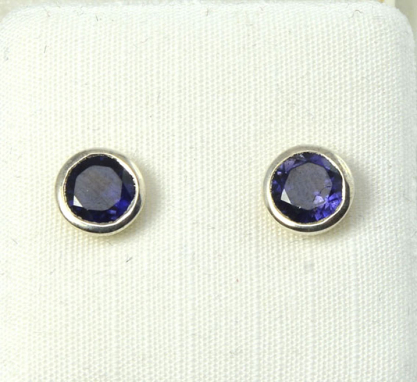 Ohrstecker Cordierit Rund 6 mm