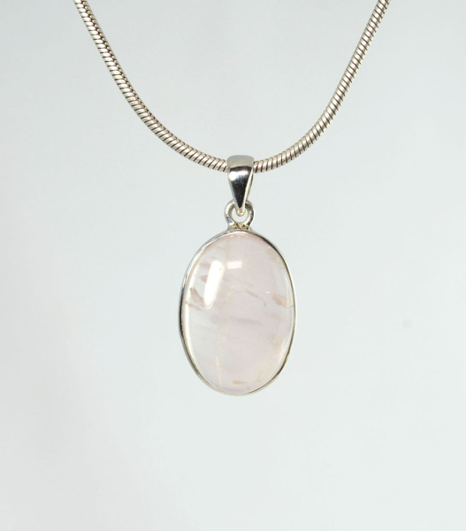 Unikat Anhänger Rosenquarz Oval 24x17 mm