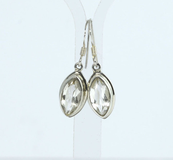 Ohrhänger Bergkristall Navette Facettiert