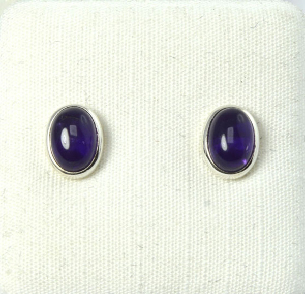 Ohrstecker Amethyst Cabochon Oval 7x5 mm