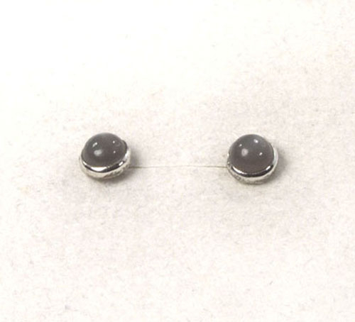 Ohrstecker Mondstein Grau Rund