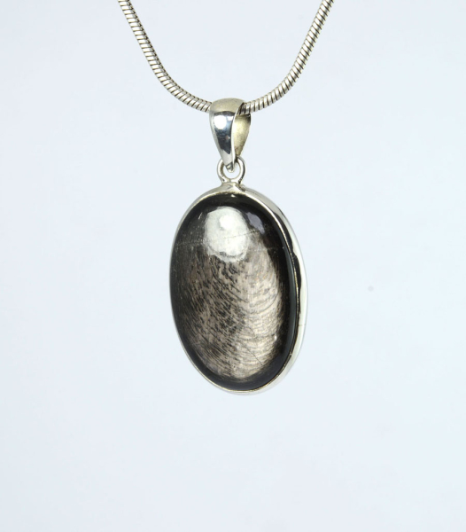 Unikat Anhänger Hypersthen Oval 32x22 mm