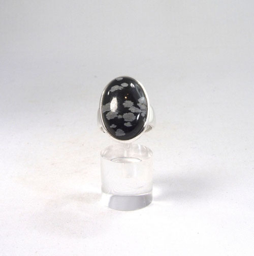 Unikat Ring Schneeflocken-Obsidian Oval