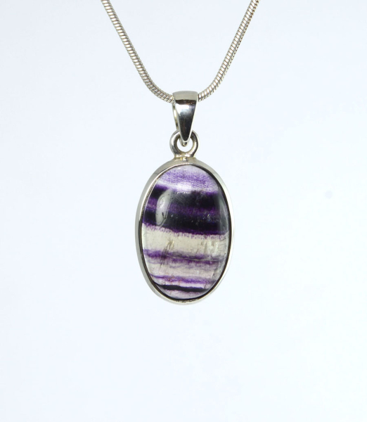 Unikat Anhänger Fluorit "Regenbogen-Fluorit" Oval 23x15 mm