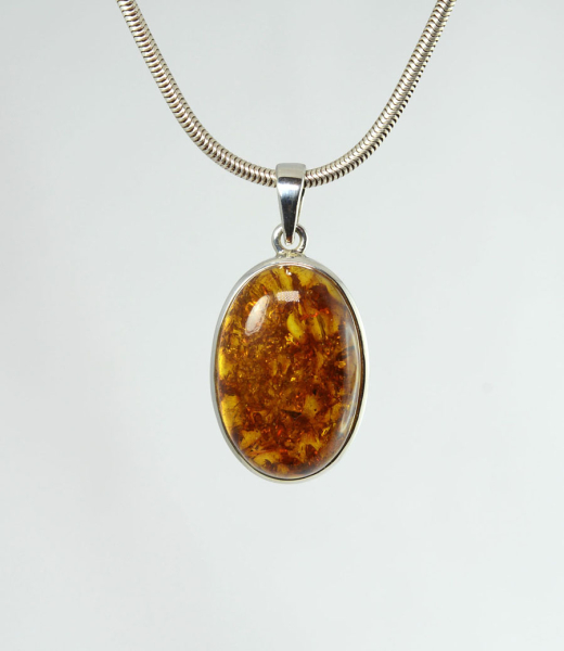 Unikat Anhänger Bernstein Oval 30x21 mm